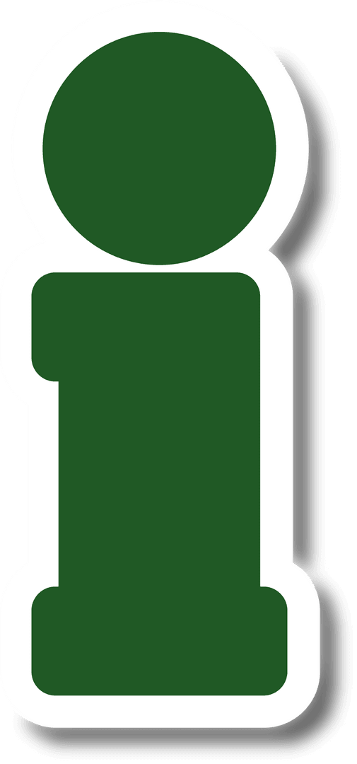 Green Information Icon with White Frame on Transparent Background