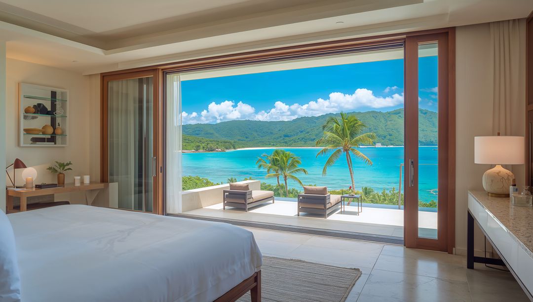 Sunlit Beachfront Suite Overlooking Turquoise Bay with King Bed and Private Terrace