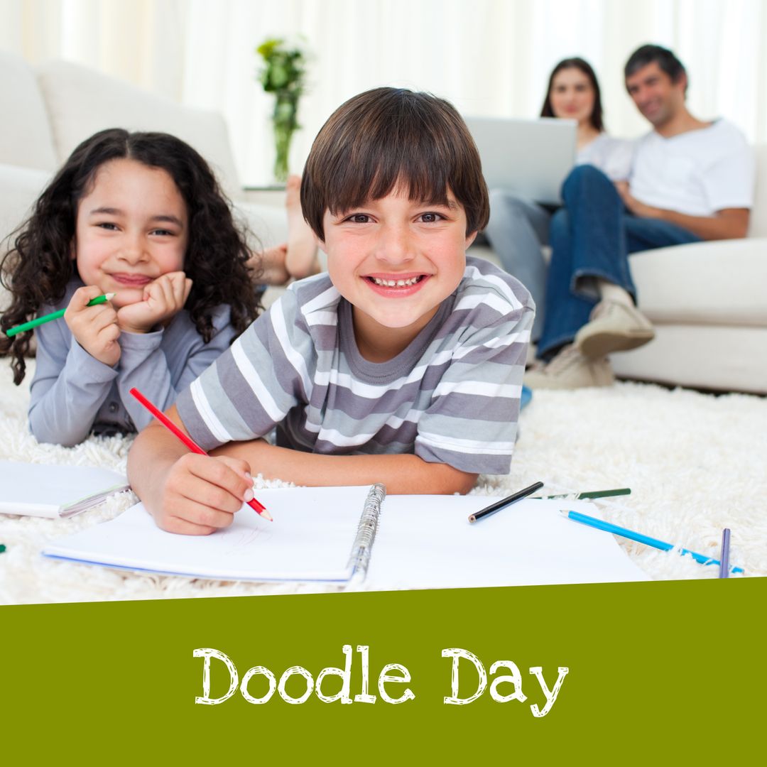 Happy Children Doodling at Home Enhancing Creativity