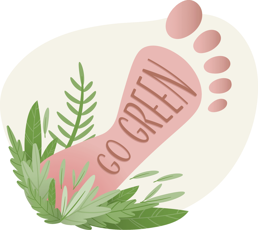 Transparent Eco-Friendly Footprint Graphic with Go Green Message