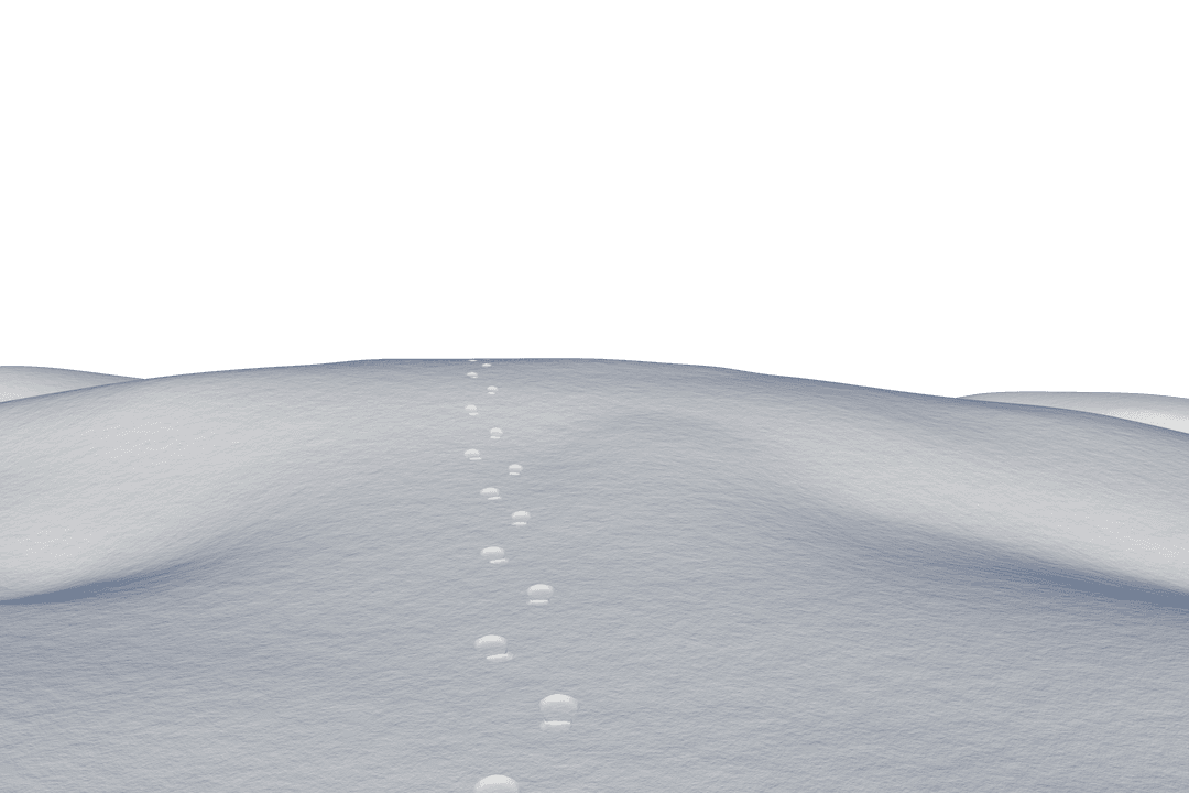 Winter Snowcape with Footprints on Transparent Background