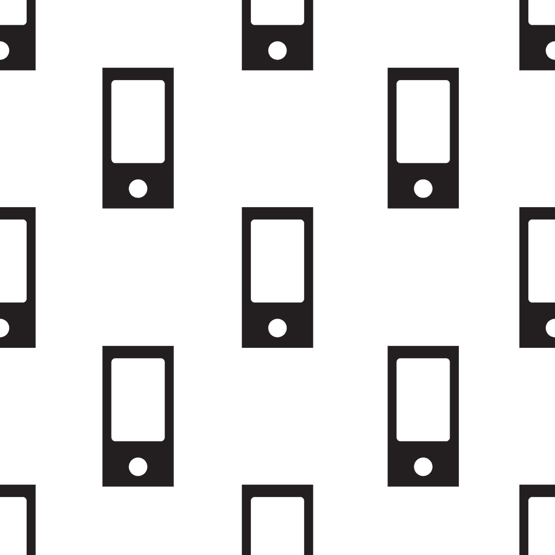 Seamless Black Smartphone Pattern on Transparent Background