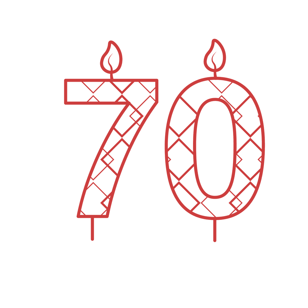 Seventieth Birthday Red Day 70 Candle with Pattern Transparent