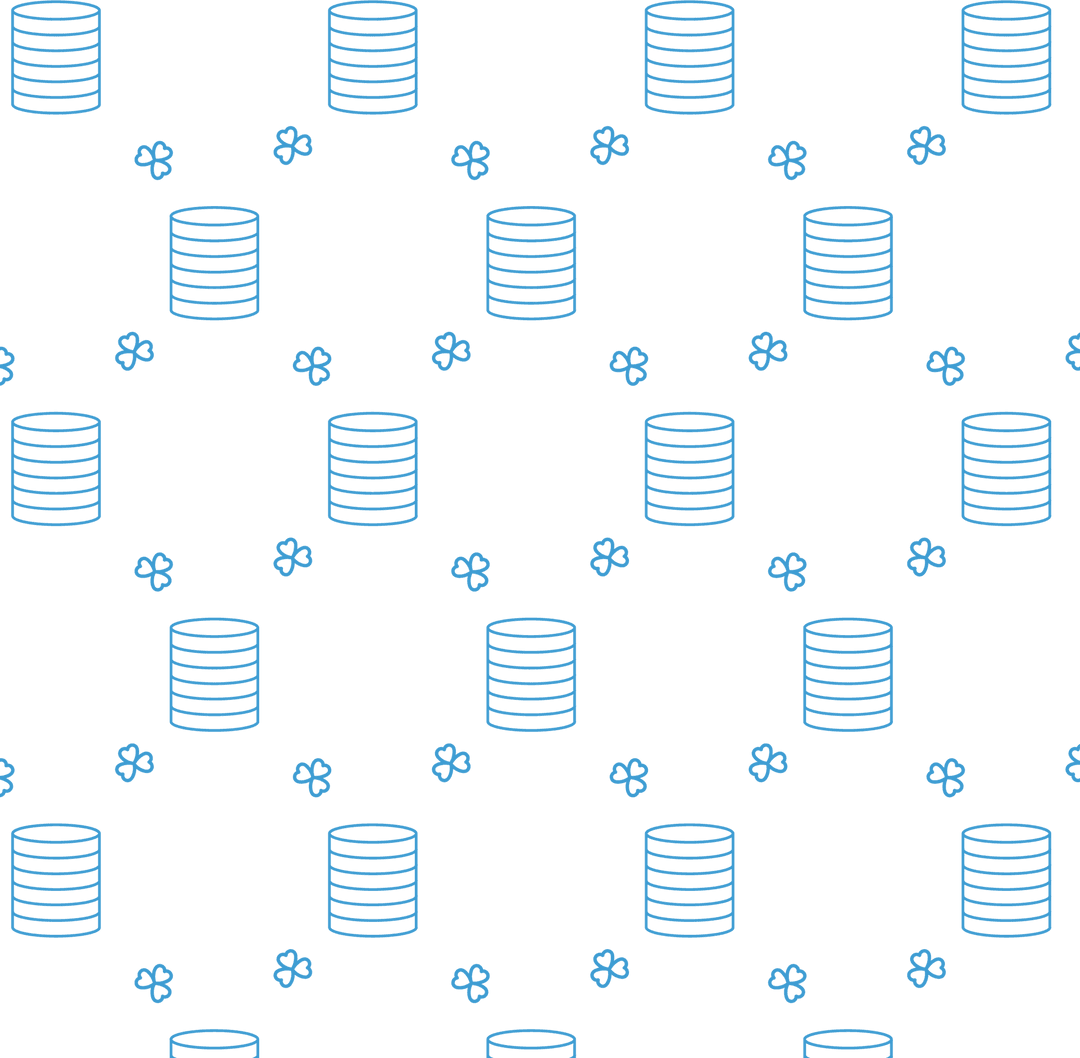 Transparent St. Patrick's Day Blue Coins and Shamrocks Pattern