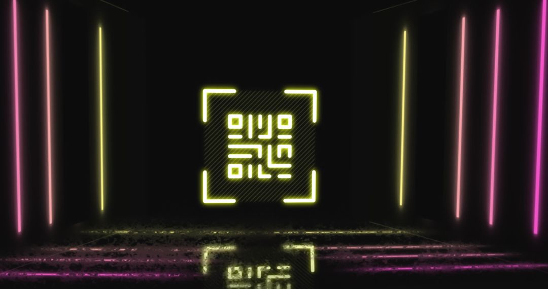 Futuristic Neon QR Code with Glowing Lines