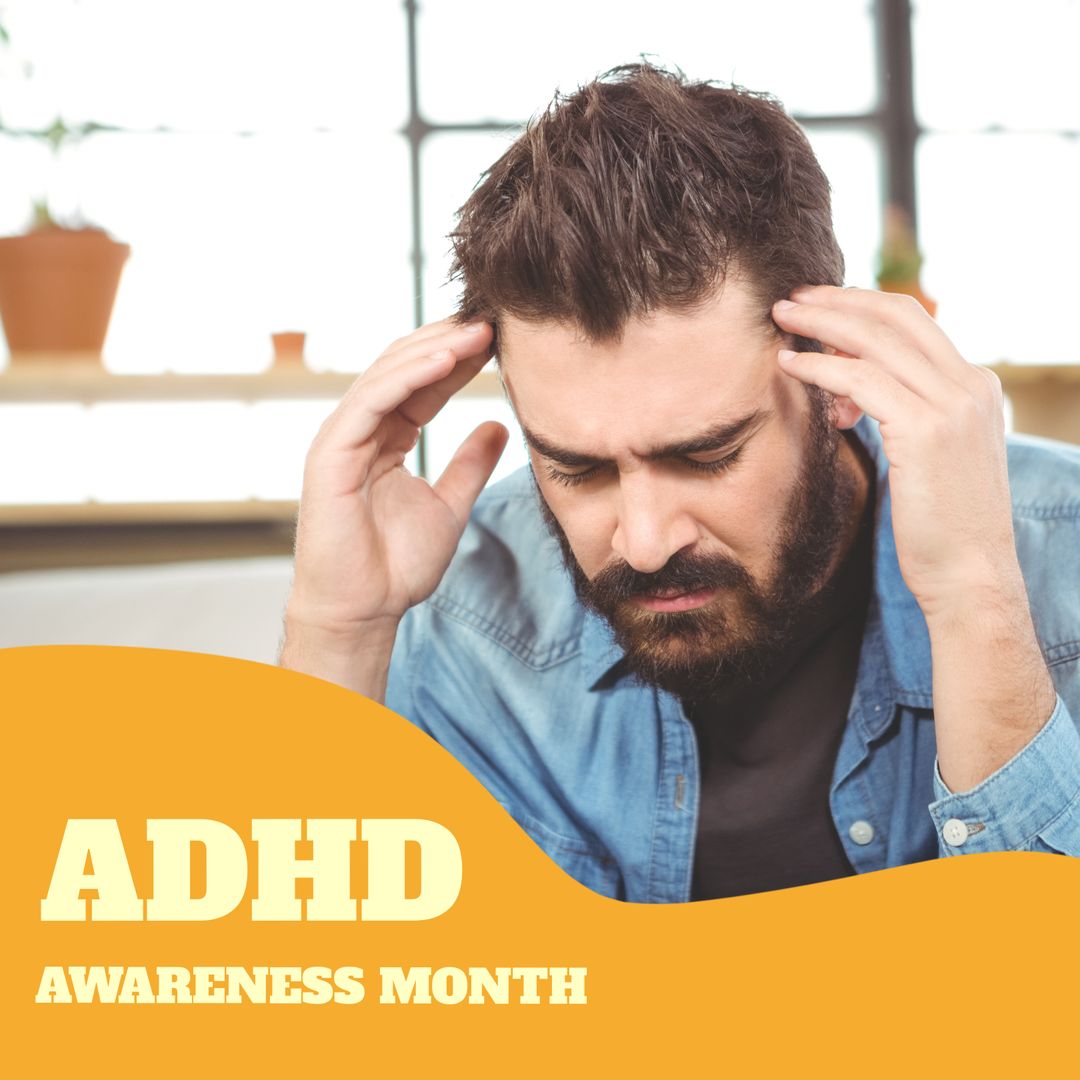 Stressed Man Highlighting ADHD Awareness