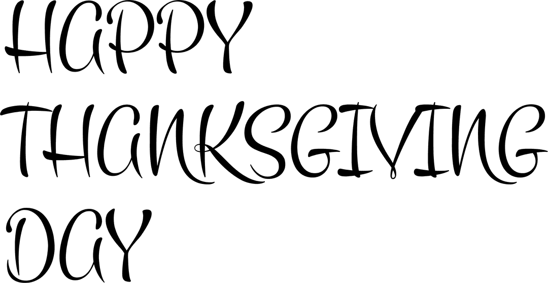 Elegant Happy Thanksgiving Day Text Transparent Background