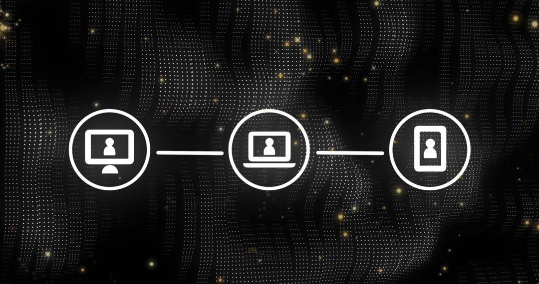Abstract Digital Network with Connected Devices on Dark Background