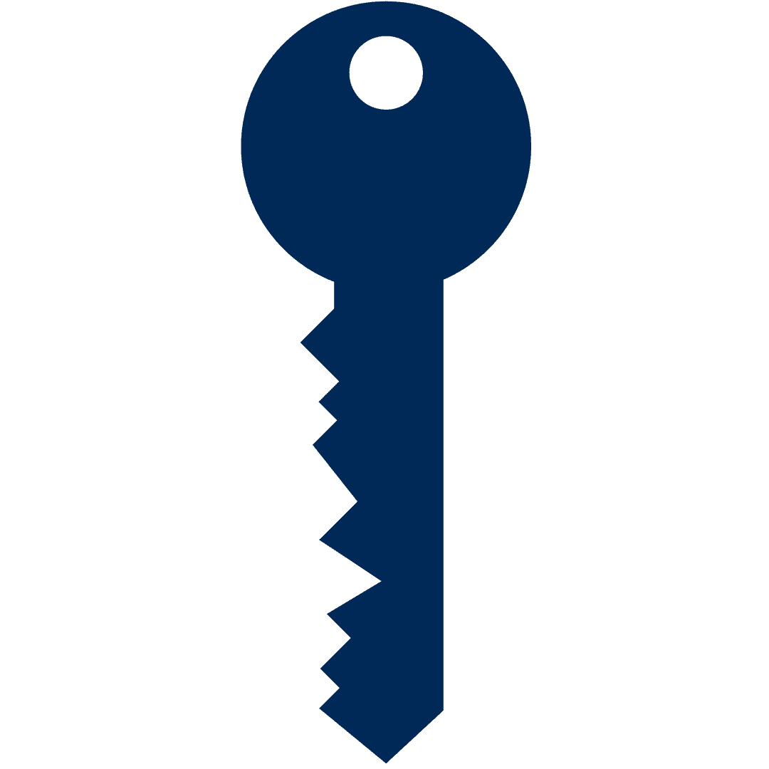 Blue Key Illustrating Security on Transparent Background