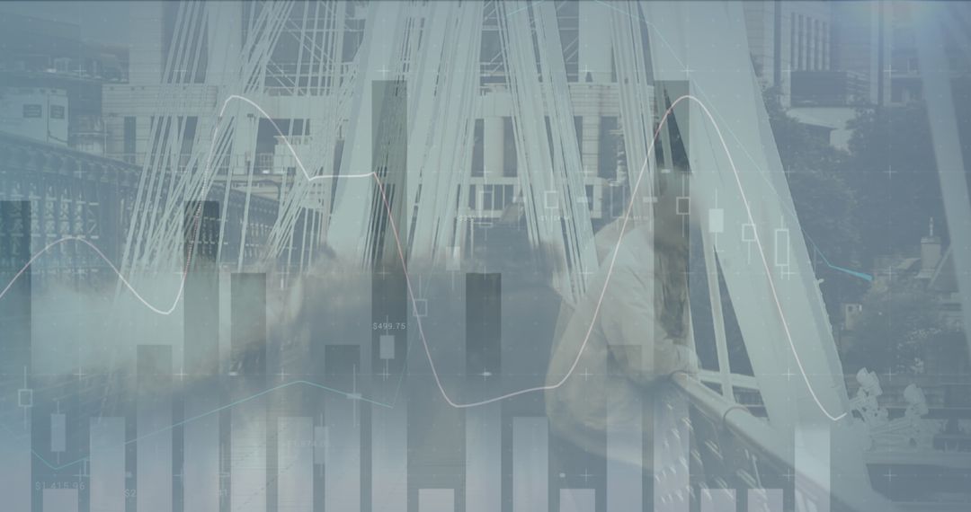 Digital Financial Interface Overlay on Cityscape