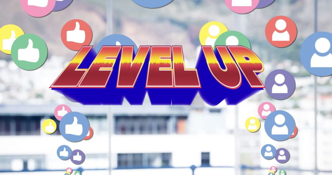 Dynamic Level Up and Social Media Reactions Concept