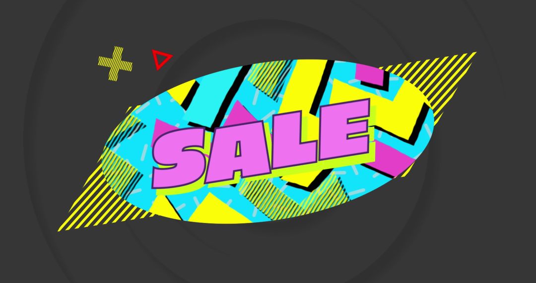 Retro Style Sale Banner with Abstract Geometric Shapes
