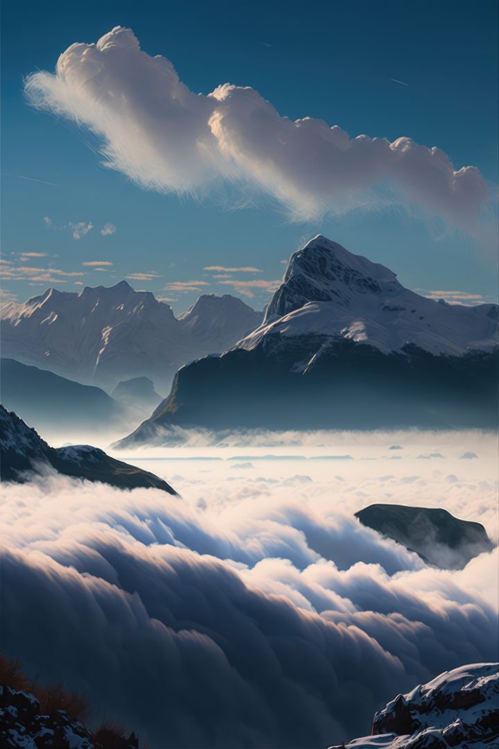 Dramatic Alpine Mountain Range Above Cloud Sea at Dawn - Free Images, Stock Photos and Pictures on Pikwizard.com