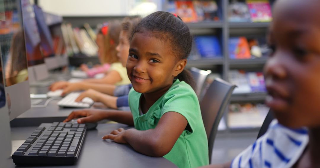 Diverse Kids Engaging in Learning on Computers in School