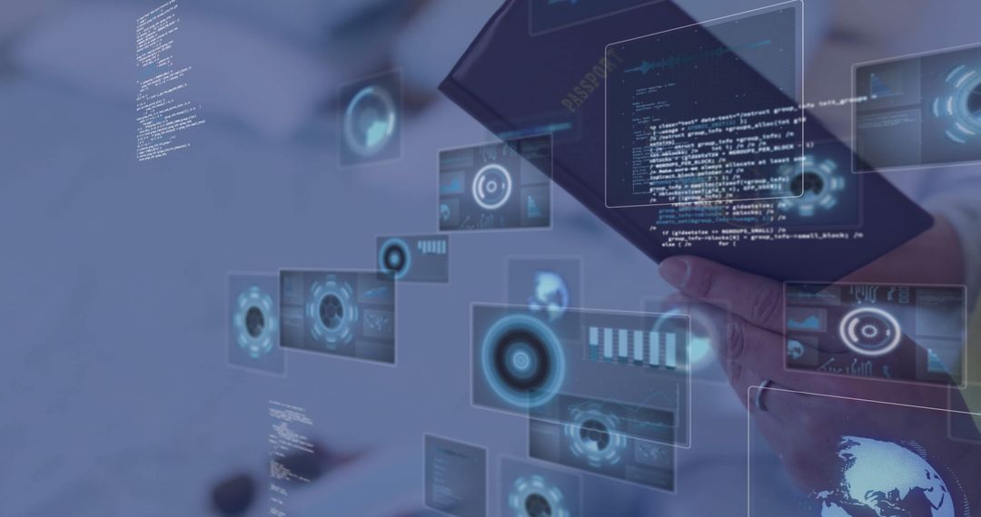 Digital Passport in Futuristic Virtual Space, Cybersecurity Innovation Concept