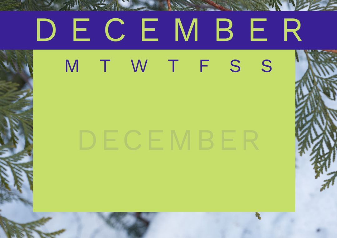 Decorative December Calendar Template with Winter Foliage Background - Download Free Stock Templates Pikwizard.com