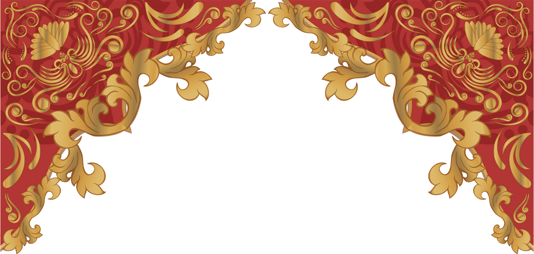 Elegant Baroque Style Transparent Border with Gold Foliage Vectors