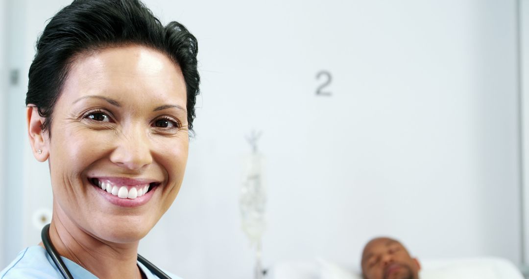 Smiling Nurse with Patient in Hospital Room - Free Images, Stock Photos and Pictures on Pikwizard.com