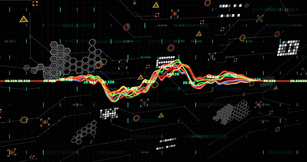 Dynamic Data Analysis Chart on Dark Technological Background