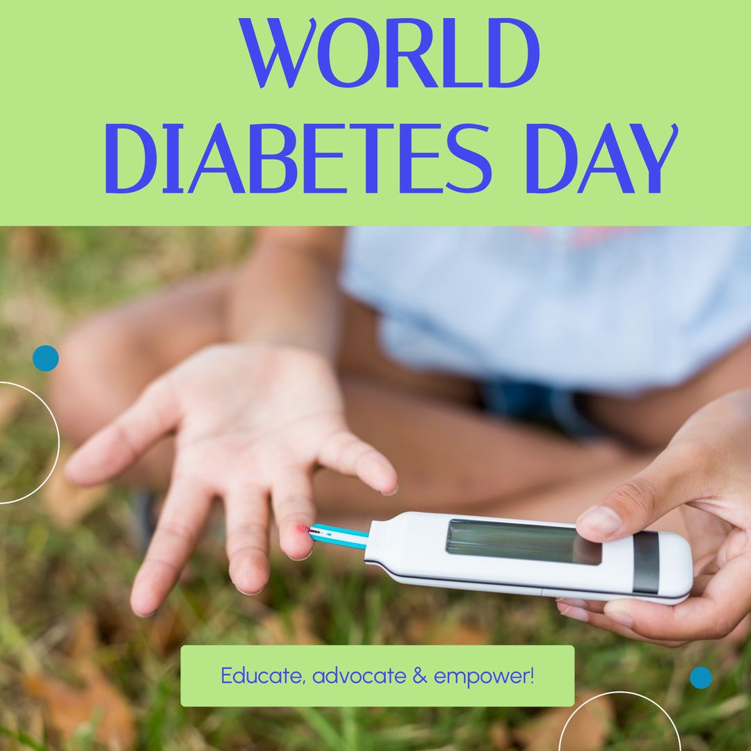 World Diabetes Day Awareness with Child Using Glucometer