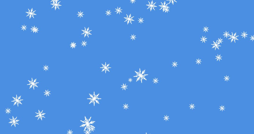 Glowing Snowflakes Falling on Blue Background