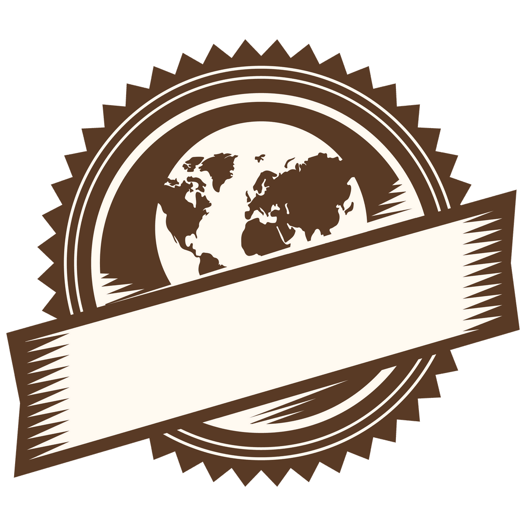 Transparent Vintage Badge Design with World Map Illustration
