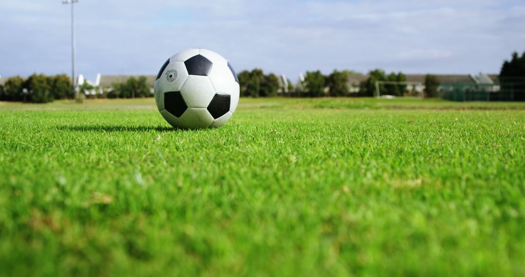 Soccer Ball on Green Grass Field Under Clear Sky - Free Images, Stock Photos and Pictures on Pikwizard.com