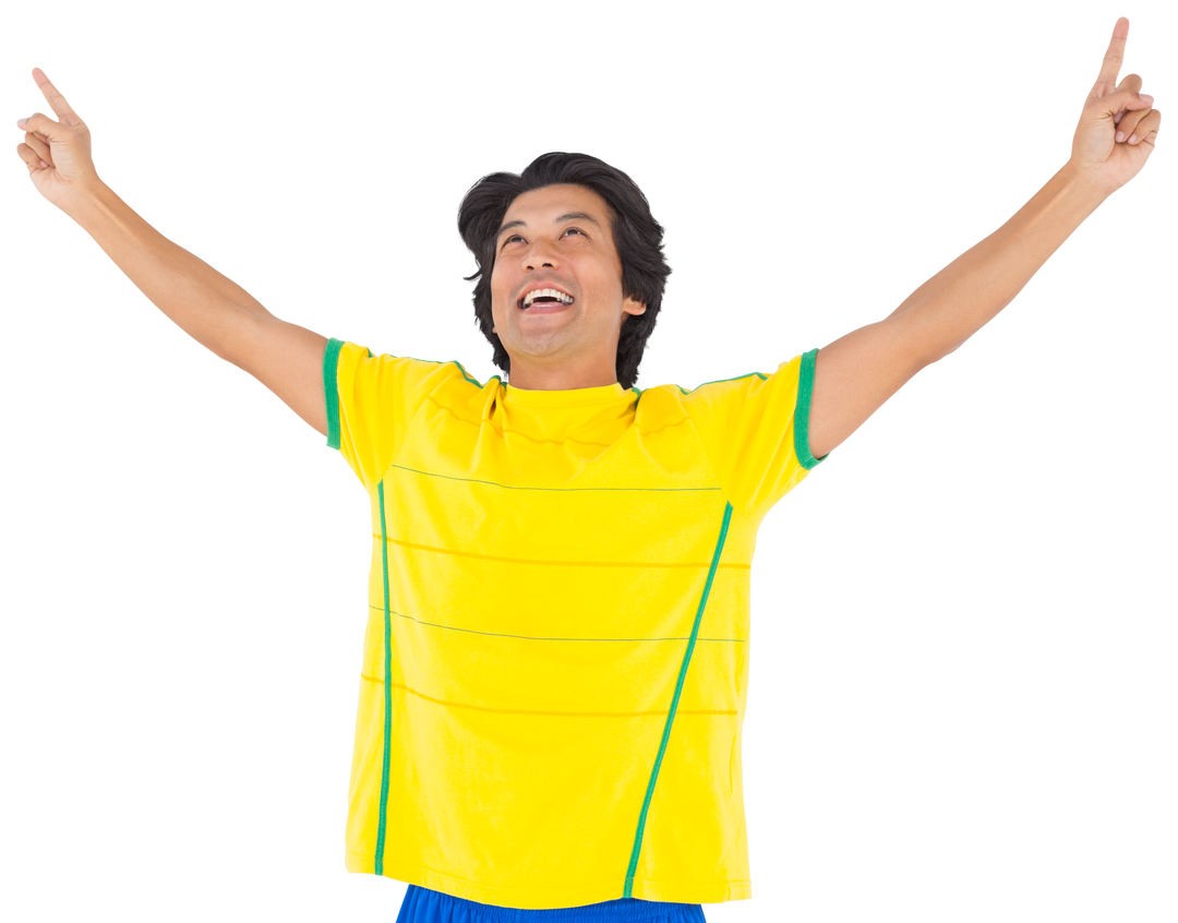 Happy Asian Male Soccer Player Celebrating On Transparent Background - Download Free Stock Images Pikwizard.com