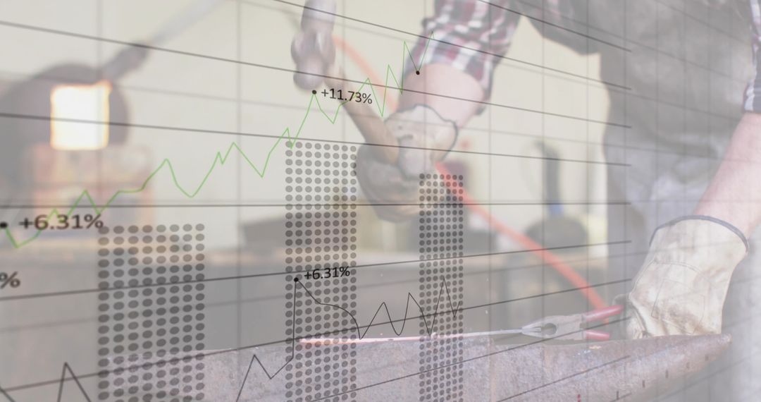 Industrious Blacksmith and Growth Chart Symbolizing Resilience and Innovation