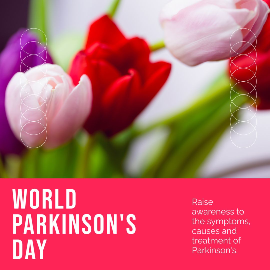 World Parkinson's Day Awareness Over Vibrant Tulips - Download Free Stock Templates Pikwizard.com