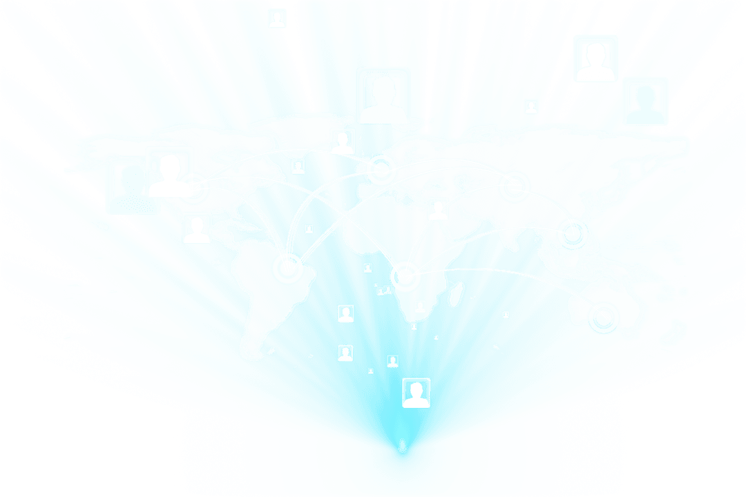 Global Network Connections on Transparent World Map