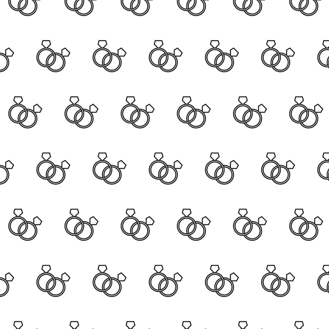 Repeating Wedding Rings Icon Pattern on Transparent