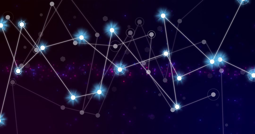 Futuristic Digital Network with Glowing Nodes on Dark Background