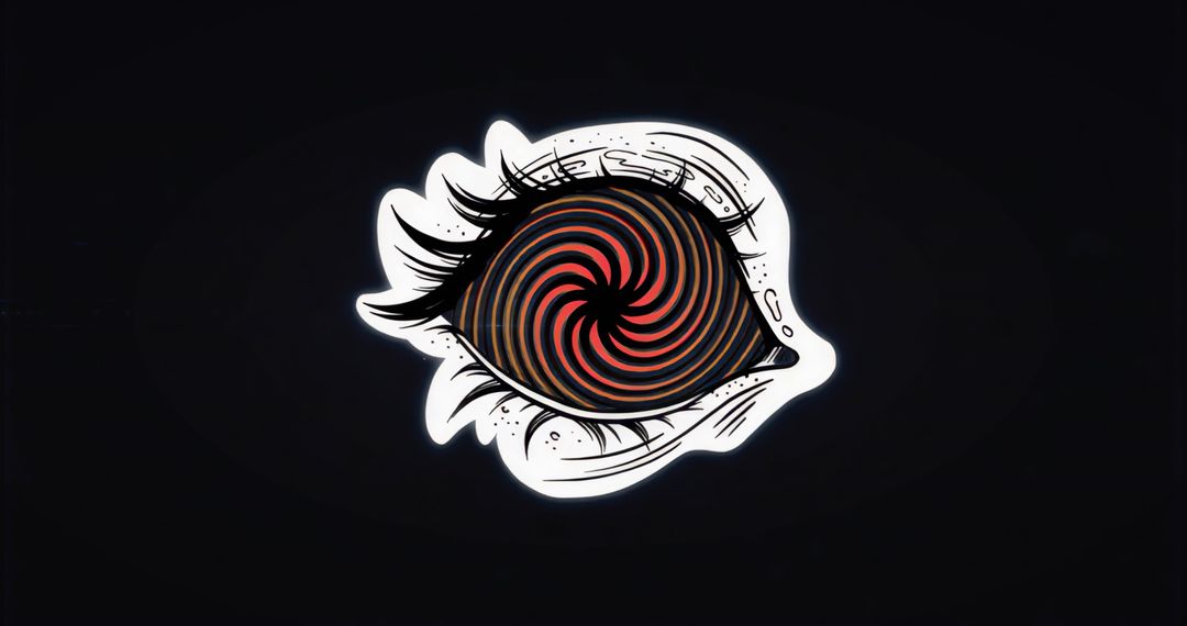 Glowing Stylized Eye With Hypnotic Spiral on Dark Background
