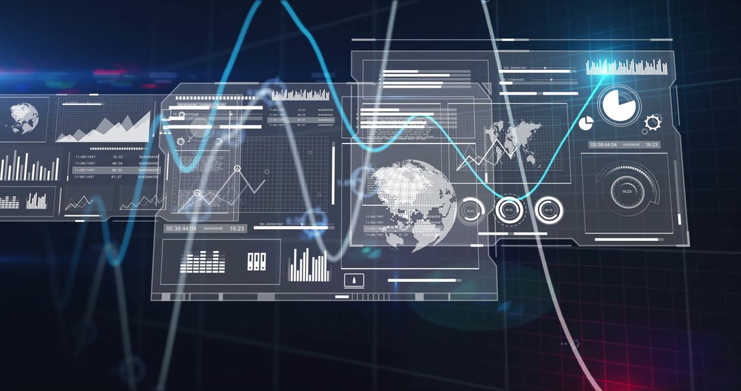 Futuristic Digital Dashboard with Interactive Data Charts