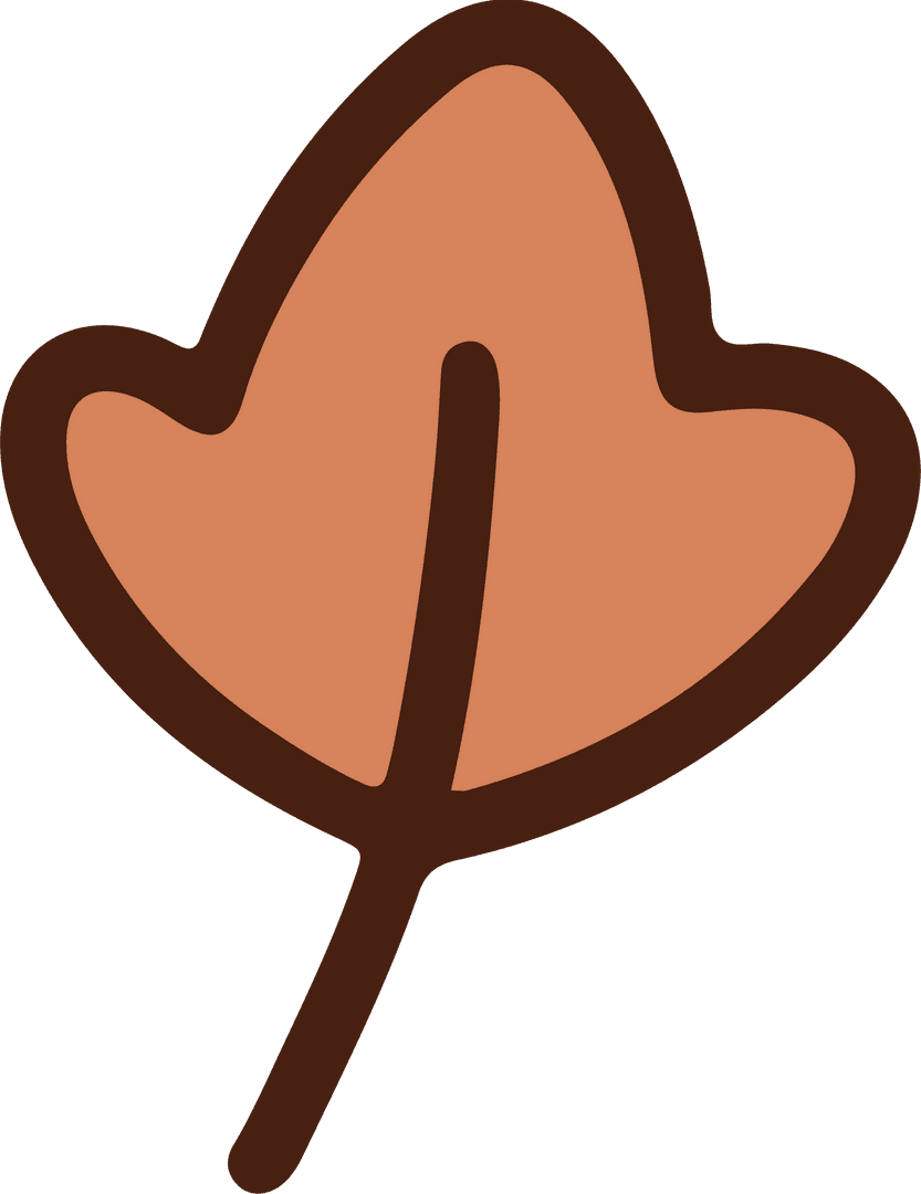 Simple Three-Lobed Leaf Icon with Orange Fill on Transparent Background