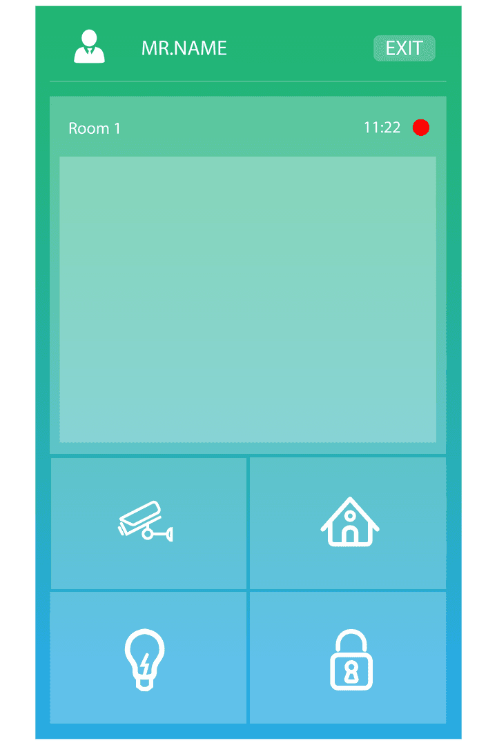 Transparent Smartphone Interface with Controls and Icons
