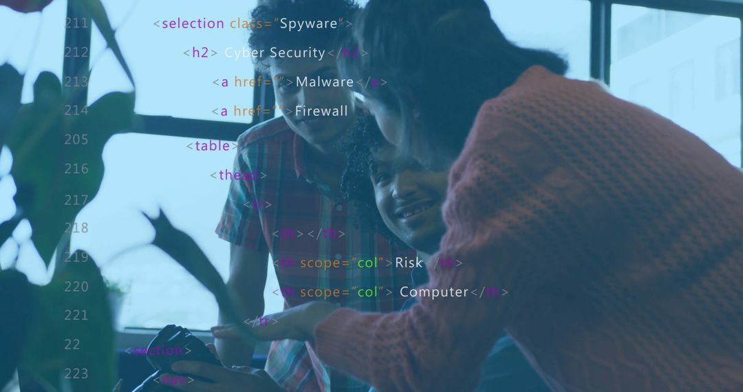 Diverse Team Computer Security Discussion with Digital Interface Overlay