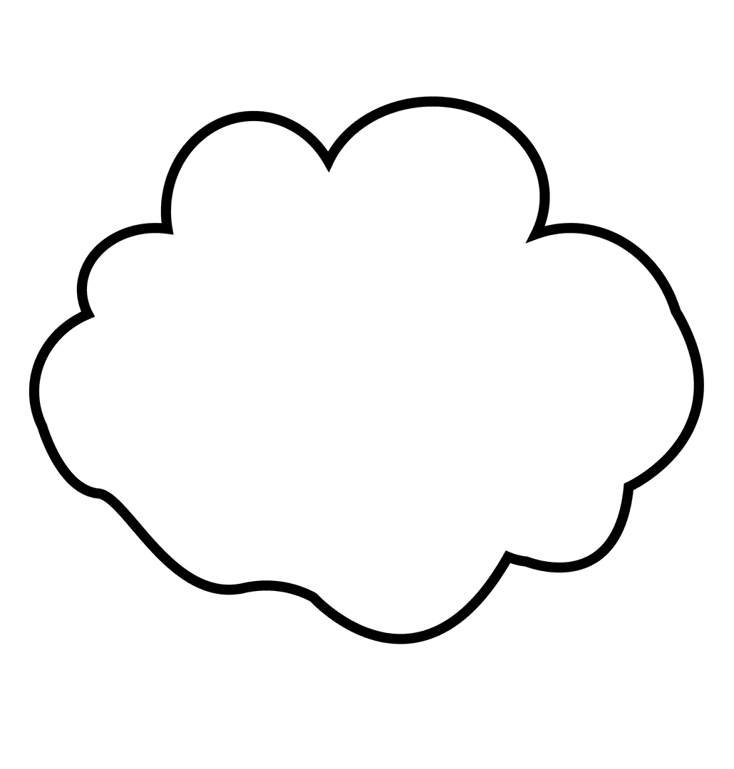 White Cloud Pop Art Shape on Transparent Background