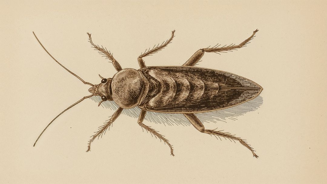 Vintage Scientific Illustration of Cockroach on Aged Paper