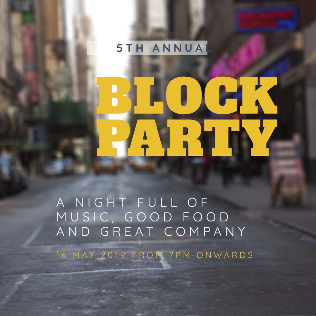 5th Annual Block Party in Urban Street Setting