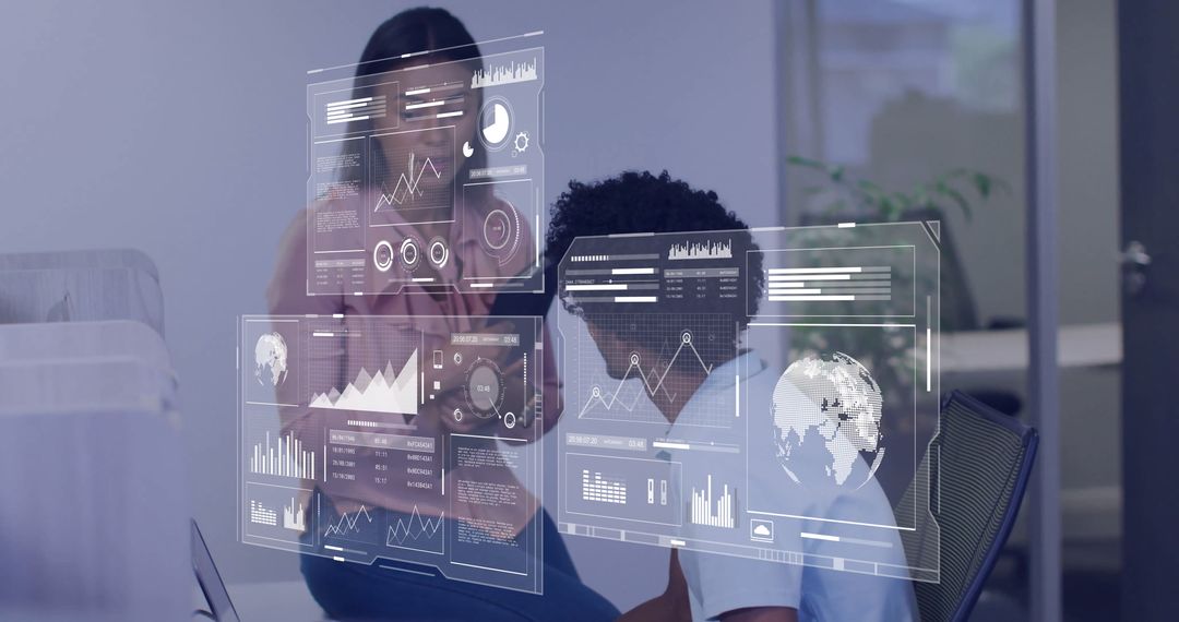 Diverse Team Collaborates on Data Analytics with Holographic Interfaces