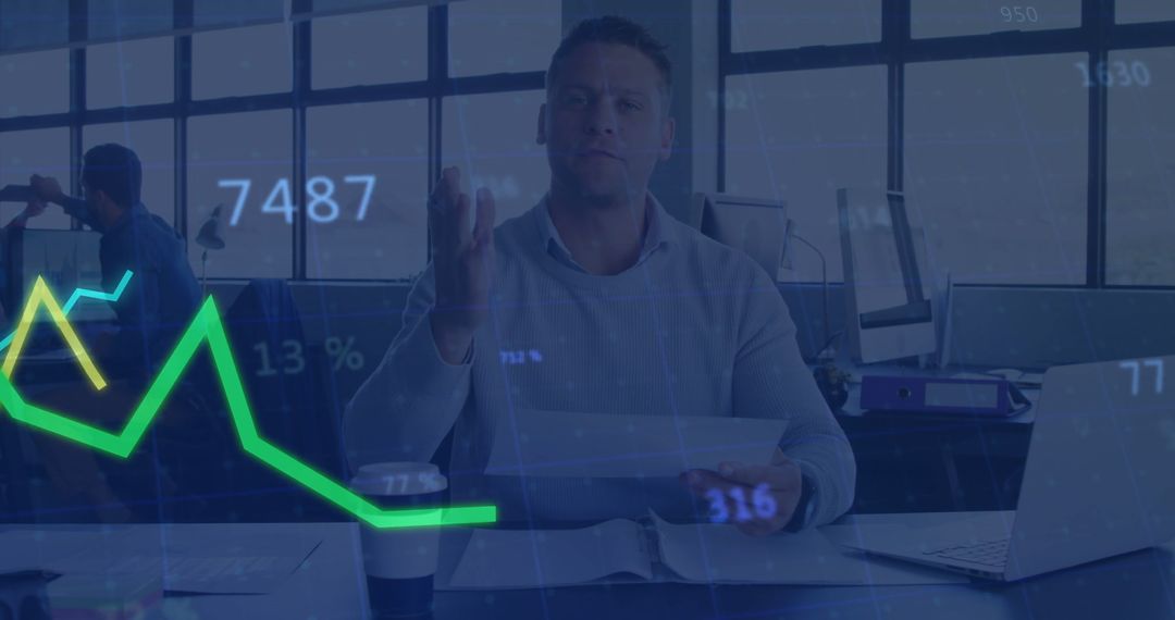 Business Professional Analyzing Digital Holographic Financial Chart