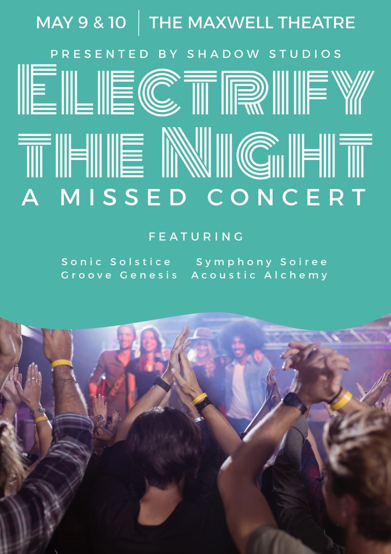 Electrify the Night Concert Poster with Crowd and Band Performance - Download Free Stock Templates Pikwizard.com