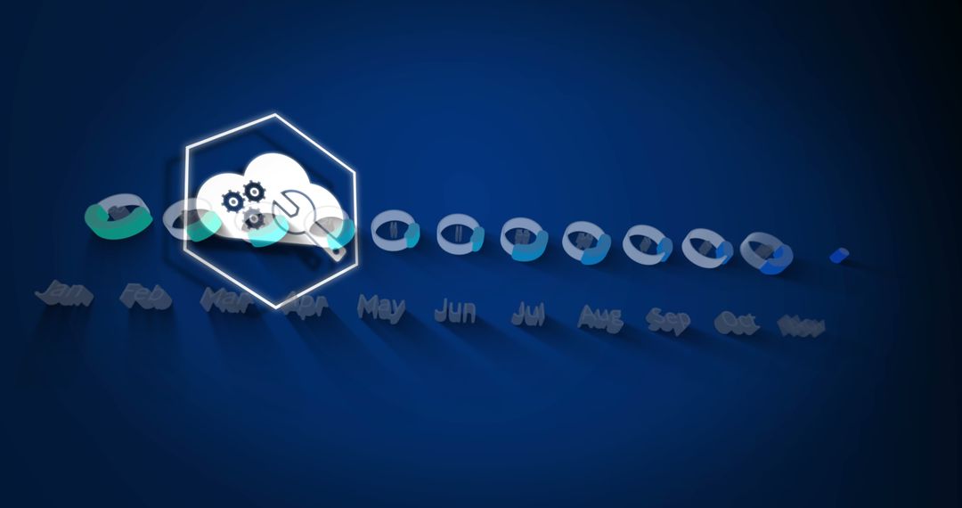 Digital Cloud Computing Icon Analysis on Blue Background