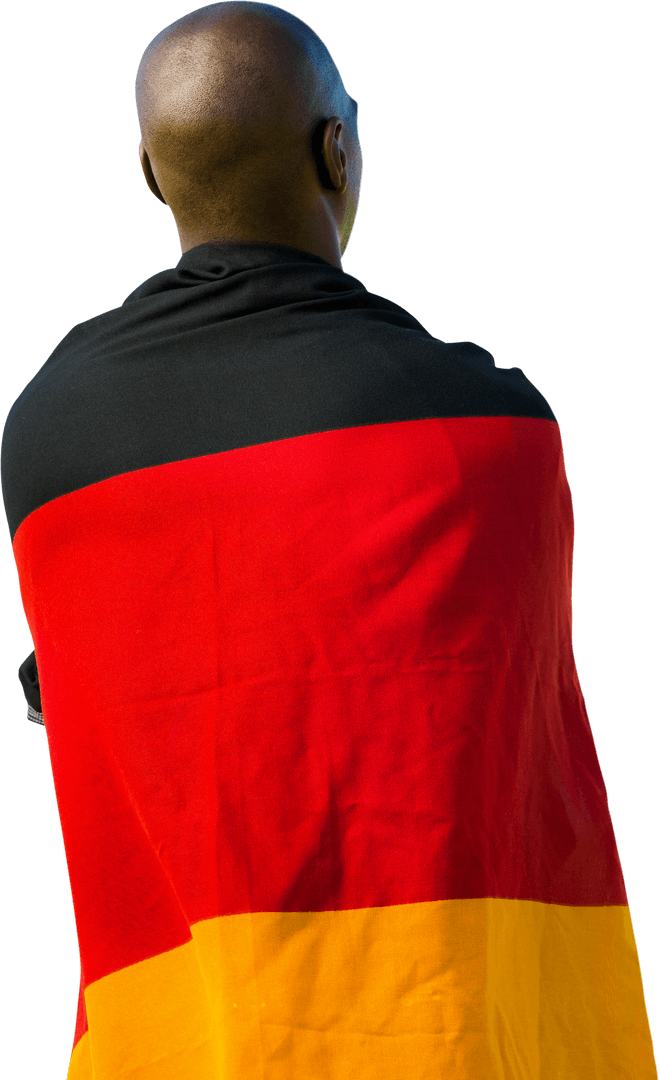 Athlete with German Flag on Transparent Background Celebrating