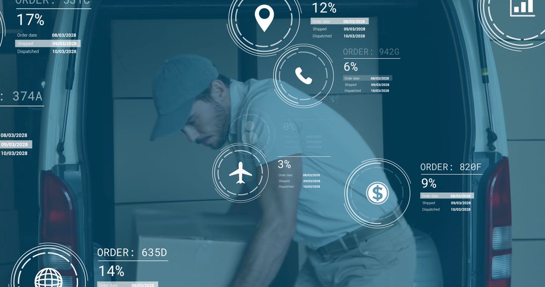 Logistics Worker Tracking Deliveries Using Futuristic Technology Interface - Free Images, Stock Photos and Pictures on Pikwizard.com