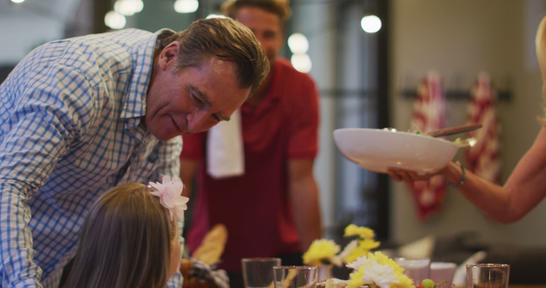 Family Meal Preparation with Multigenerational Caucasian Family During Pandemic