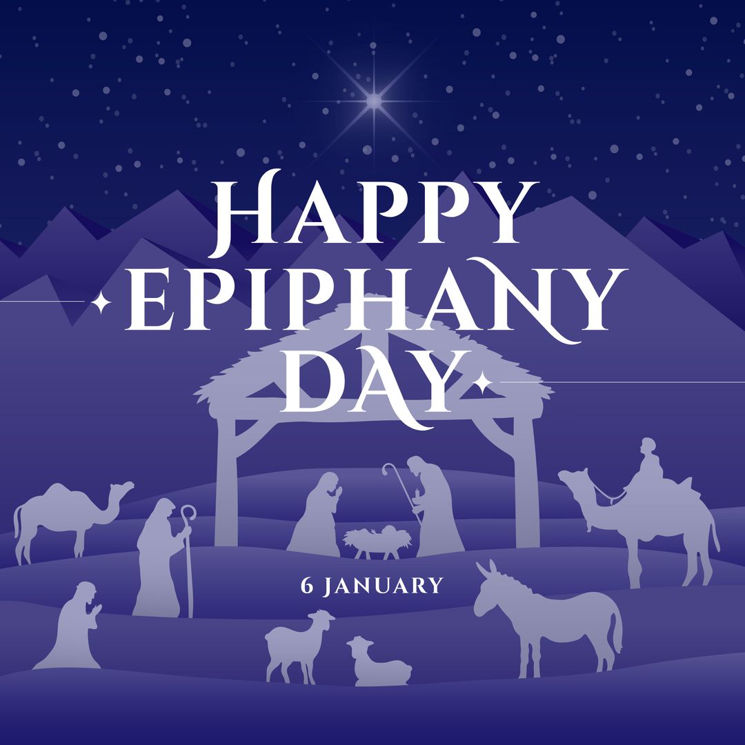 Nativity Scene Celebrating Epiphany Day in Bethlehem Silhouette