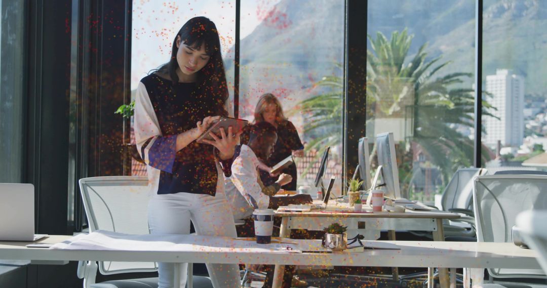 Modern Open Office Space with Women Collaborating